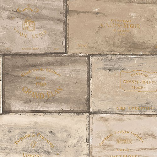 Norwall CK36614 Wine Crates Bolt Wallpaper, Beige