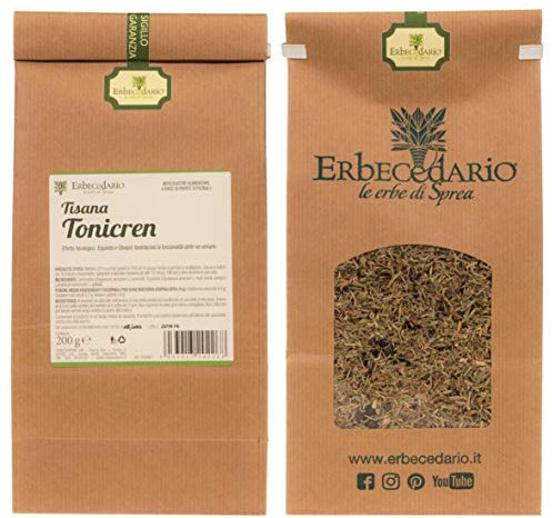 Erbecedario - Tonicren Tisana Depurativa Reni con Equiseto e Centinodia, Infuso Diuretico Drenante per pulizia vie urinarie e depurazione Fegato e Reni, Tisana benessere vie urinarie 1 Sacchetto 200g