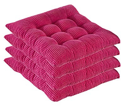 Qplcdg 4er Set Stuhlkissen mit Bänder,Verdicken Sitzkissen 40x40cm für gartenstühle Stühle im Indoor & Outdoor (Pink)