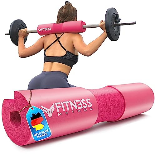 FITNESS METHOD® 2024 Upgraded Langhantel Polster für Hip Thrust & Kniebeugen Barbell Pad +BOOTY Guide+ Klettverschluss, Nackenpolster