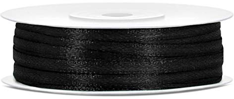 Libetui 50m Satinband Schwarz 3mm schwarzes Schleifenband Dekoband Geschenkband Geschenkverpackung Party Geburtstag Trauer Band