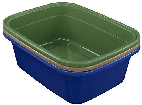 Gloreen 18 Quart Wash Basin, Large Plastic Rectangular Dish Pan/Tub, 3 Pack