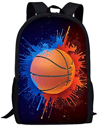 Showudesigns Personalised Basketball Backpack for Boys Primary School Bag with Bottle Holder Kids Bookbag 17inch Travel Rucksack