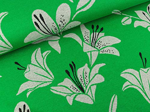 ALB Stoffe Hamburger Liebe 3 Farb-Jacquardjersey Shine Like a Lily Verde erba