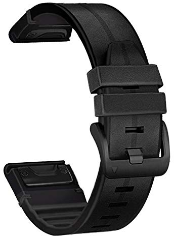 YOOSIDE Armband für Garmin epix Pro 47mm / Fenix 5 / Fenix 6 / Fenix 7, Echtleder+Silikon Ersatzarmband Schweißresistent QuickFit 22mm Uhrenarmband für EPIX 2, Approach S62,Instinct 2 (Schwarz)