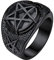 FaithHeart Herren Damen Pentagramm Siegelring schwarz Fingerring Punk Gotik Bandring in 56.9 Größe schwarz Fingerring für Männer Ehemann