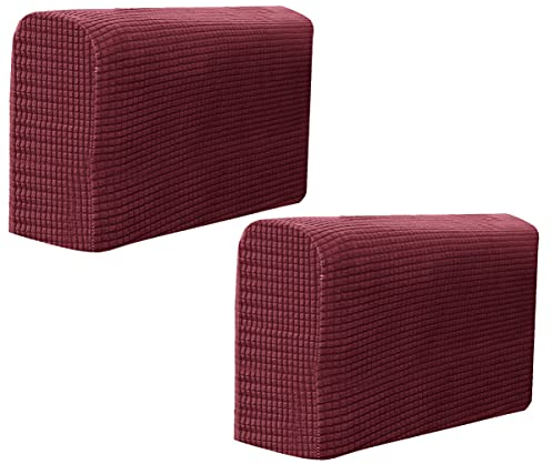 FAVOMOTO Armlehnenbezüge, 2PCS Sofa Armlehnenbezüge Verstellbar, Stretch Sofa Armkappen Armlehnenschoner Lehnenüberwurf, Stretch Sesselschoner Weiche Polyester Armlehnenschoner rutschfest Möbelschutz