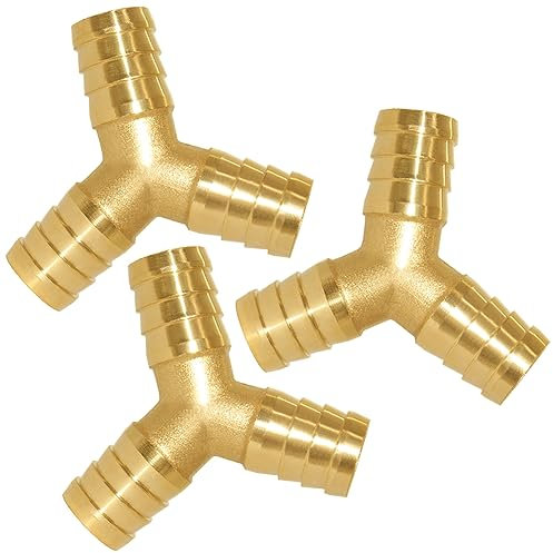 Uenede Lot de 3 Raccords Plomberie Cannelés en Y en Laiton Massif 3/4'' OD 3 Voies Raccord