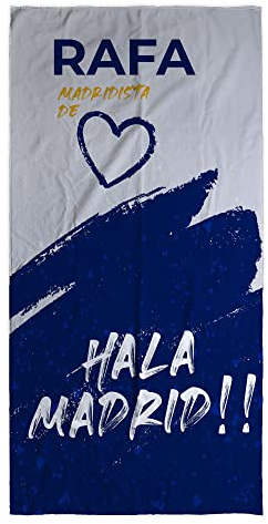 LolaPix Toalla Madrid. Toallas Personalizadas. Toallas de Futbol con Nombre. Toalla de Playa Personalizada. Regalos Personalizados con Nombre. Varios diseños y tamaños.