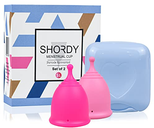 SHORDY Menstrual Cups, Set of 2 (Small + Large) with Box, Soft & Flexible, Copa Menstrual Kit for Women | Up to 12 Hours of Comfort, Eco-Friendly & Safer Alternative to Pads & Tampons (Pink)