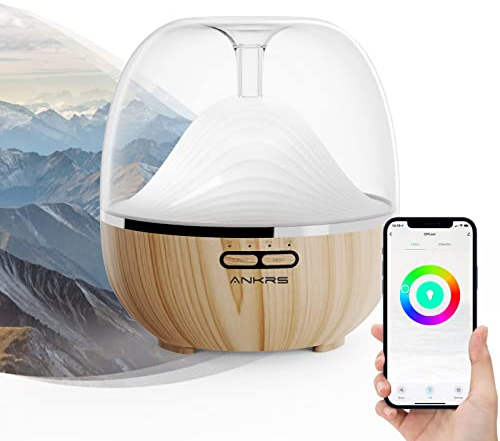 Smart Alexa Diffuser Aroma Wifi 600ml, Ankrs Diffusor Ätherische Öle Aroma Luftbefeuchter, WLAN Diffuser kompatibel mit Alexa/Google Home, Smart home, Ultra Quiet, BPA Free für Schlafzimmer, Büro, Spa