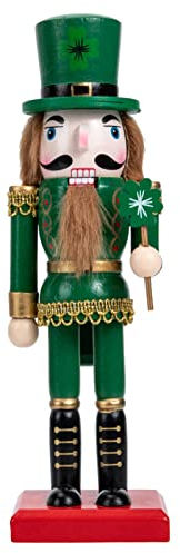 Christmas Nutcracker Puppet Figurine 25CM Traditional Wooden Nutcracker Ornaments with Fake Lollipop Decor for Christmas Party, St. Patricks Day Home Art Decor
