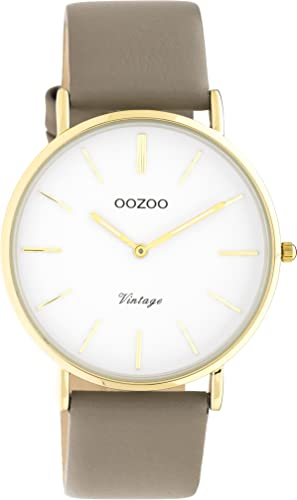 Oozoo Vintage Damen Uhr - Armbanduhr Damen mit 20mm Lederarmband - Analog Damenuhr in rund C20220