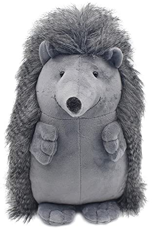 Grey Fluffy Hedgehog Door Stop – Weighted Plush Animal Doorstop – Decorative Fabric Door Stopper for Home