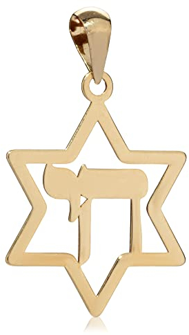 NKlaus Kettenanhänger Davidstern Chai 16x13mm 333 Gelb Gold 8 Karat Hexegramm Amulett 8304