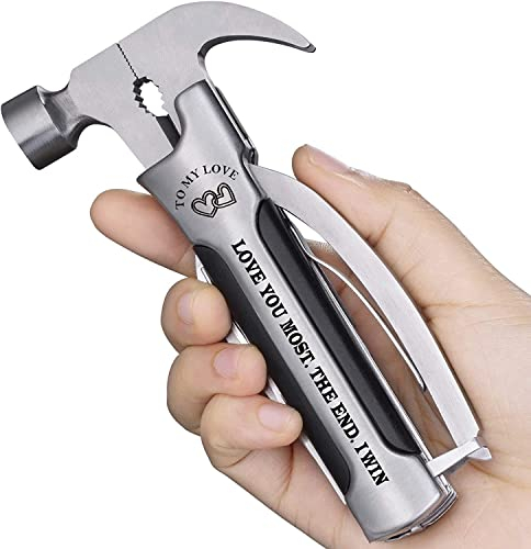 Grogife Valentines Gifts for Him, Gifts for Men Anniversary, Funny Presents for Boyfriend Husband, Multi Tool 14 in 1 Hammer for Men Who Have Everything, Cool Camping Accessories