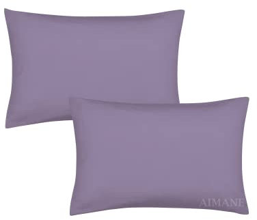 AIMANE® Percale Pair of Housewife Pillowcases 50 x 75 CM Polycotton Easy Care Plain Dyed Pillowcases Envelope Closure (Lilac, Housewife Pillowcases)