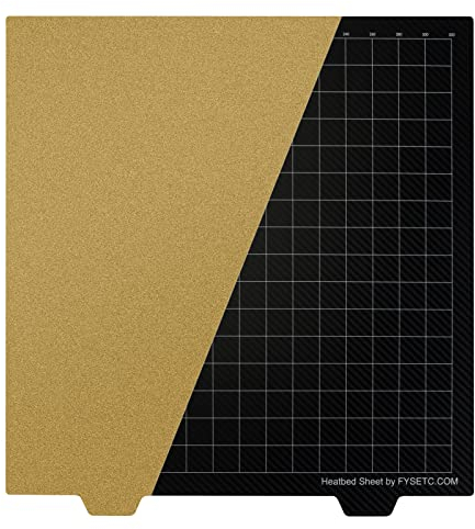 BCZAMD 300x300mm/11.8 in 3D Drucker Plattform 2022 JanusBPS-PET Bauplatte Pulver Gold PEI+PET Carbonn Fiberr Federstahlblech Nicht enthalten Magntscche Aufkleber f¨¹r Cr10 V2 Ender 6 7 Lulzbt Taz Bed