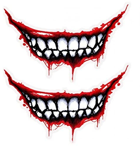 Ericetion Motorradhelm Aufkleber 2pcs Devil's Teeth Car Styling Decals DIY Selbstkleber Aufkleber Für Die Motorraddekoration