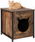 GOPLUS Maison de Toilette Multifonctionnelle 3 en 1 pour Chat avec Porte, Pieds Réglables, Meuble Décoratif de Bac à Litière de Style Industriel pour Chats Petits et Moyens, 50 X 53 X 54 CM