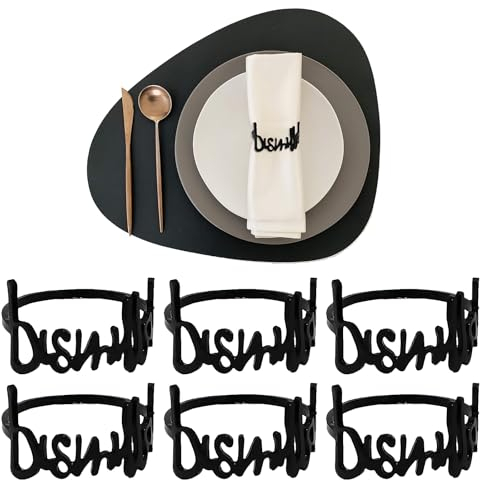 Serviettenringe Ramadan, 6 Stück Bismillah Buchstabe Serviettenschnalle aus Metall Napkin Rings Serviettenhalter für Ramadan Kareem Eid Mubarak Tischdekoration (Silber)
