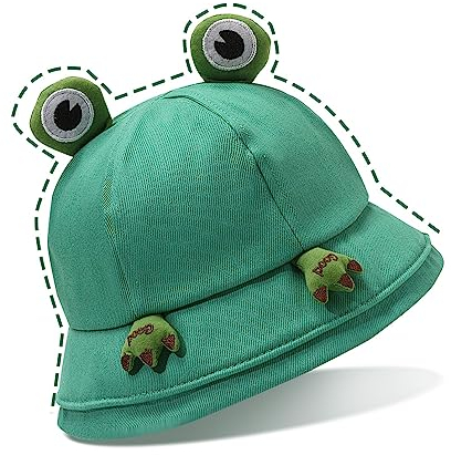 Kleemeiero Frog Bucket hat Faltbarer Fischerhut Unisex Fischerhut Cap Herren Buckethut Baumwolle Anglerhut Damen Cute Frog hat Sonnenhut Frosch Eimerhut Outdoor Freizeithut für Angeln Wandern Camping