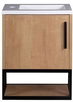 Vente-unique H√§ngender Waschtisch mit Nische - 40 cm - Nat√ºrliches helles Holz - LOPENA