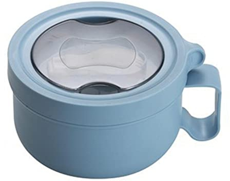 ZPSHYD Isolierte Thermo-Suppenschüssel aus Edelstahl 304 Mit Auslaufsicherem Design Und Praktischem Griff Für Nudel-Bento – 850 Ml Fassungsvermögen(Blau)