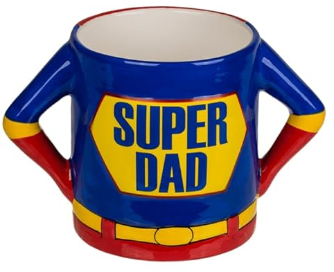 BLUECHOLON Taza Desayuno, Taza Cerámica Mamá Papá Padre Madre, Super Mama Super Papa (Super Dad)