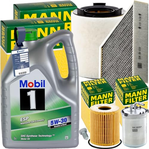 BandelOne enthält Mann Inspektionspaket + Mobil 5W30 Motoröl passend für 1.2 Tdi Polo 6R