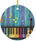 Kreis Weiß Keramik Hängende Weihnachtsbaum Dekorationen Kugel Holz Musik Noten Gitarre Xmas Ornamente Für Festliche Party Neujahr