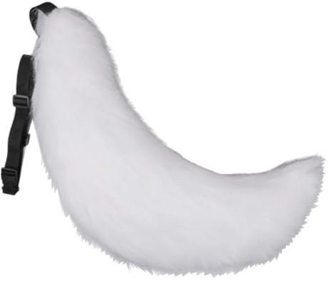 トクとユウ Fuchs Wolf Kunstpelz Schwanz Plüsch Tier Schwanz Cosplay Tier Zubehör Halloween Party Kostüm Zubehör 70 cm (weiß)