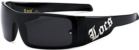 hotrodspirit - Sonnenbrille LOCS schwarz mit weißer Schrift für Herren Biker, Schwarz , Einheitsgröße
