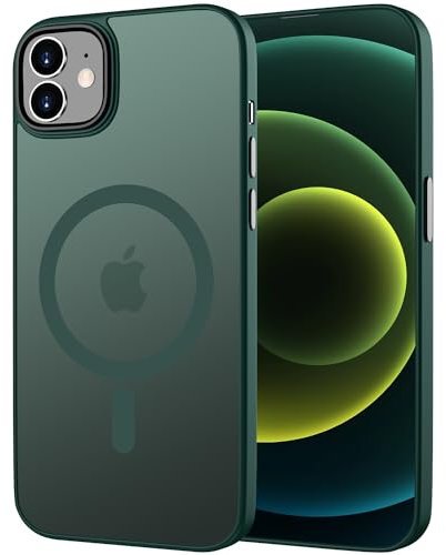 ORDA Magnetic iPhone 12 Case Compatible With MagSafe - Anti-Fingerprint Protective Cover, Frosted Translucent Matte for 6.1 Inch - Green