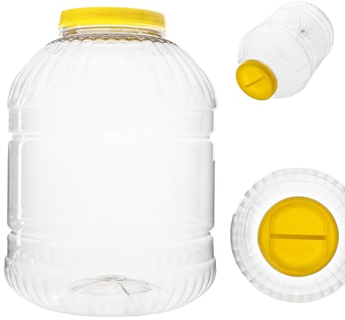 KADAX Tarro de almacenamiento con tapa, recipiente de almacenamiento de plástico, recipiente para conservas con asa, recipiente de plástico para alimentos, organizador de cocina (redondo 15 L)