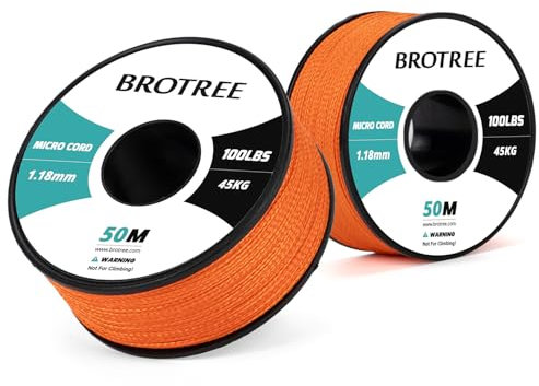 Brotree Micro Cord 1,18 mm 50M Spule Paracord Schnur Polyester Seil für Armband, Handwerk und DIY - 45kg Bruchlast (Orange)