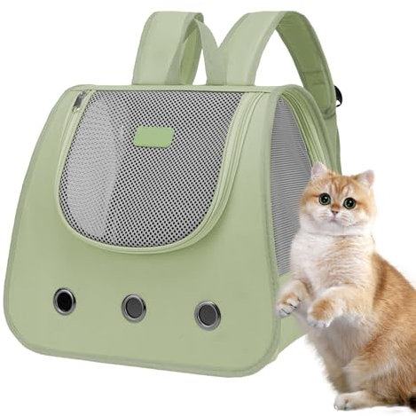 Borsa da trasporto per gatti, zaino per animali domestici, completamente ventilato, regolabile, portatile, per gatti e cuccioli, per escursioni, viaggi, passeggiate in bicicletta