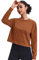 PINSPARK Damen Sport Tshirt Langarm Running Fitness Shirts Sportbekleidung Langarmshirt Leicht Sport Oberteile Trainingsshirt Laufshirt für Wandern Trekking Gym Braun M