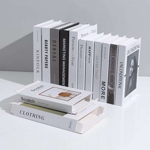YSOOUA 12 Stück Deko Bücher für Heimdekor Dekorative Bücher Dekobücher Faltbare Gefälschte Bücher Kartonschachtel nur Gefälschte Bücher Display Bücher für Couchtisch Regale Dekobücher für Büro (E)