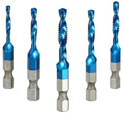 FUYUMIC Taraud à vis en Spirale HSS 6-32 8-32 10-24 10-32 12-24 1/4-20 NC Robinet à Filetage Tige hexagonale Machine Robinet Outil à Main 6 pièces