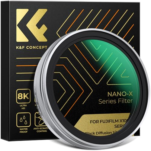 K&F Concept Black-Mist 1/4 Filter für Fujifilm Kamera X100-Serie,Black Promist 1/4 Filter Kompatibel mit Fujifilm Kamera X100/X100F/X100S/X100T/X100V/X100VI-Silber (Nano-Xcel Serie)