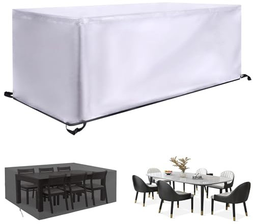 KADING Garden Furniture Cover 200x110x90cm Rattan Furniture Covers 420D Oxford Fabric Waterproof Protective Cover, for Outdoor Patio Table and Chairs, Anti-UV Large Garden Table Covers