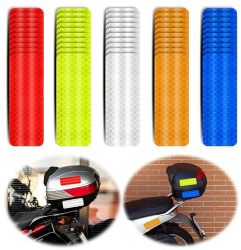 75 adesivi riflettenti, nastro riflettente impermeabile per esterni, nastro riflettente ad alta visibilità, nastro riflettente impermeabile, nastro riflettente di sicurezza, 5 colori, 8 x 3 cm