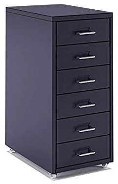 Aktenschrank aus Metall mit Rollen, 6 Schubladen, Aktenschrank für bunte Büromöbel, Dunkelgrau, 6 Farben optional