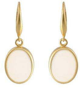 Hetian Jade Cabochon Ohrhänger für Frauen und Mädchen – einfache ovale Ohrhaken-Ohrringe, Ohrhänger zum Geburtstag mit Tasche