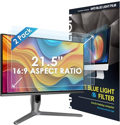 SOPPY [2 Pack] 21.5 Inch Blue Light Blocking Screen Protector, Screen Film for Monitor, 476 x 268 mm(LxH), Removable Anti Blue Light Filter for 16:9 Aspect Ratio Computer, Easy on/off, Eye Protection