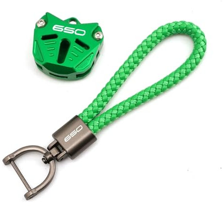 étui de Protection Moto Coque clé Pour Ka@&wasaki Z650 Z 650 Z650RS Ninja650 2017-2023 2024 CNC Moto Clé Coque Porte-clés Porte-clés(1 set Green)