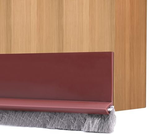 AIMEKE 2 Stück Zugluftstopper für Türen 100cm Türdichtung Selbstklebend Bürstendichtung Türbodendichtung Unten Türleiste mit Bürste (Braun)