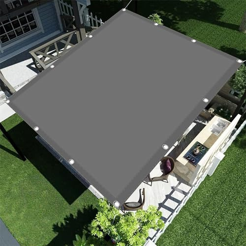 Imperméable Rectangulaire 5 x 5.5 m Anti UV Contre Le Vent Parasol à Voile Rectangulaire avec Oeillets Filet Dombrage pour Patio Jardin Terrasse Extérieur, Gris Clair