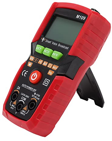 Digital Multimeter Voice Broadcast Taschenlampen -Backbeleuchtungsbildschirm Tragbarer NCV DC AC Voltmeter Amperemeter für Wartungsarbeiter (Rot)